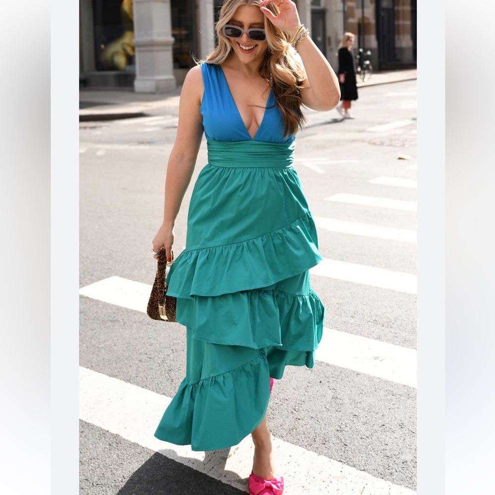 Hutch Dress Asymmetrical‎ PocketsTeal and Turquoise Size 4
